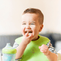 Happy child eating