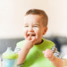 Happy child eating