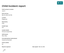 Static image highlighting the new Lillio Incident Reporting feature and how it works