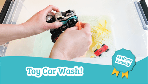 toy car wash sensory bin