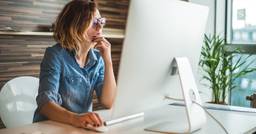 Childcare director reviewing her center's website