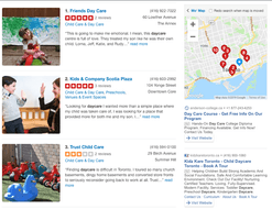 Example of home daycare listings on Yelp.