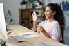 Person waving to computer